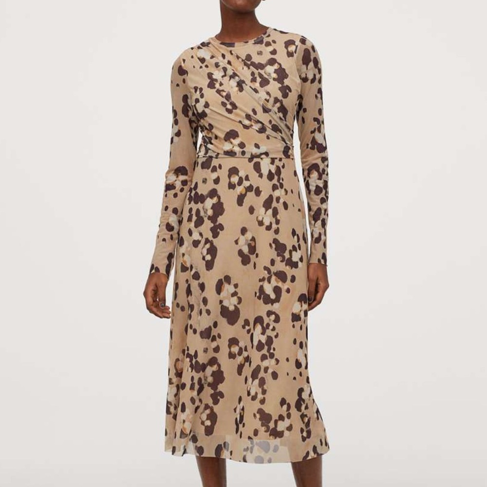 Tan and Brown Long Sleeve Sheath Dress for Weddings